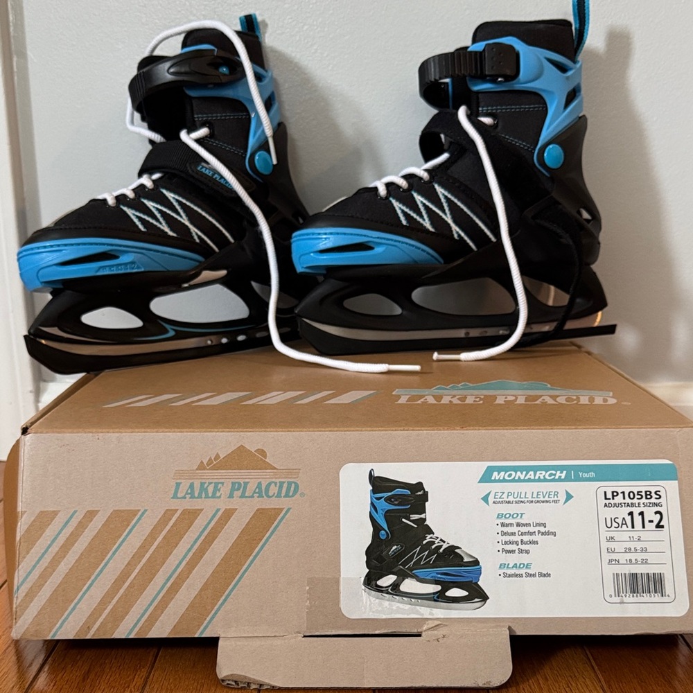 Lake Placid Monarch Kids Ice Skates - Black and Blue